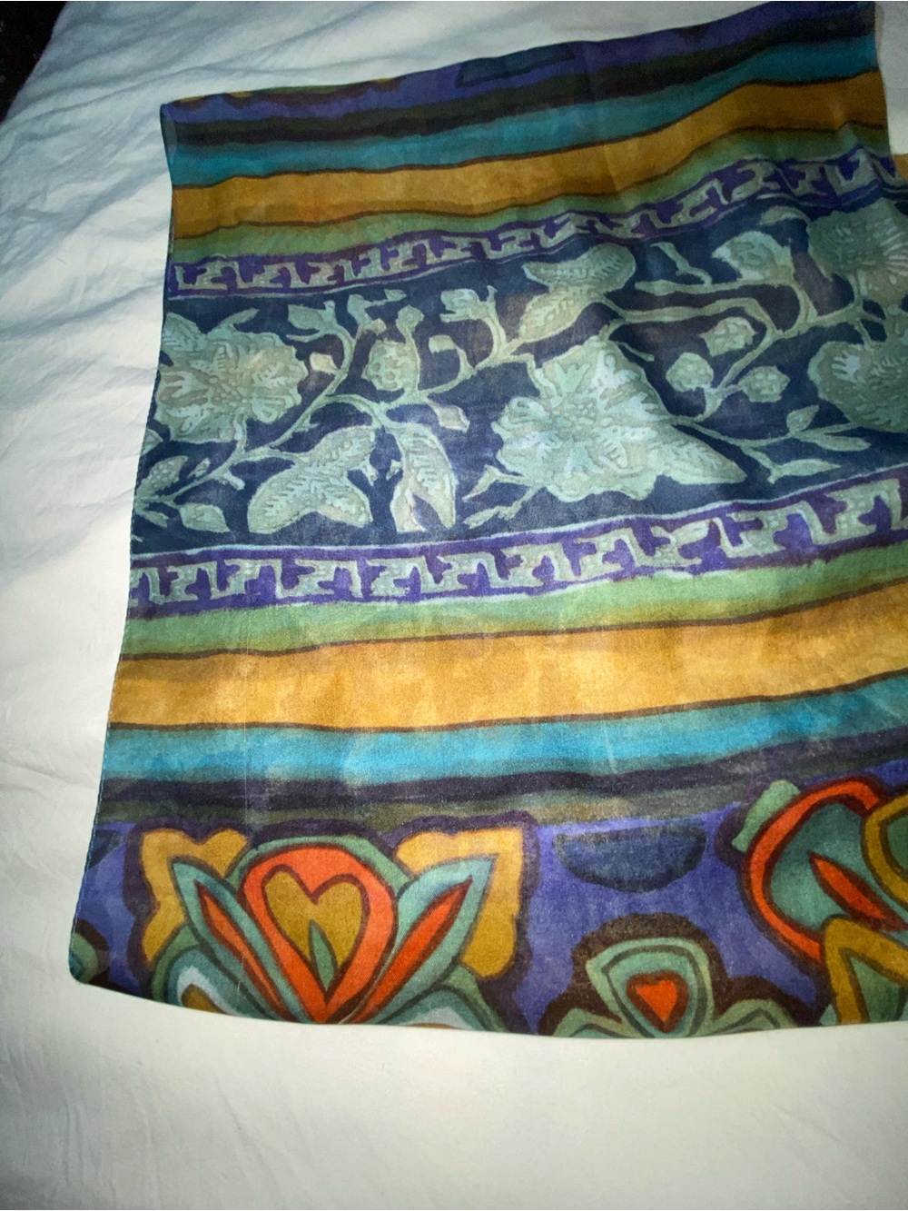 Blue & Gold Floral scarf Decorative Design